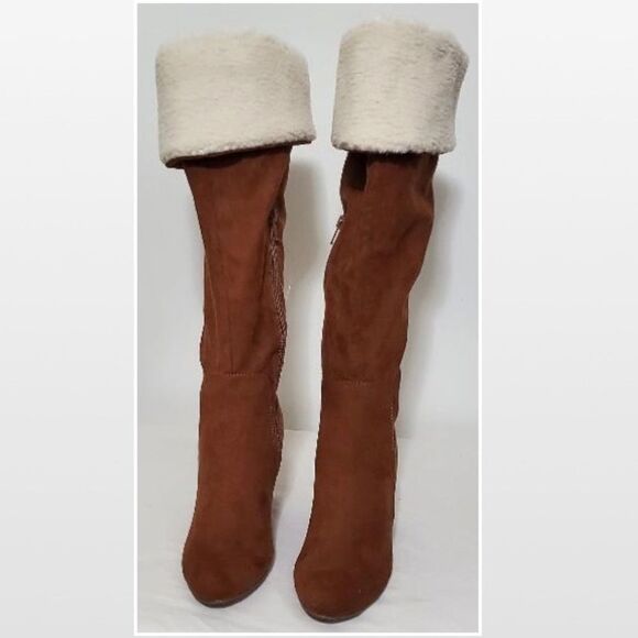 New Tall Brown Wedge Boots Size 11 - Picture 3 of 16